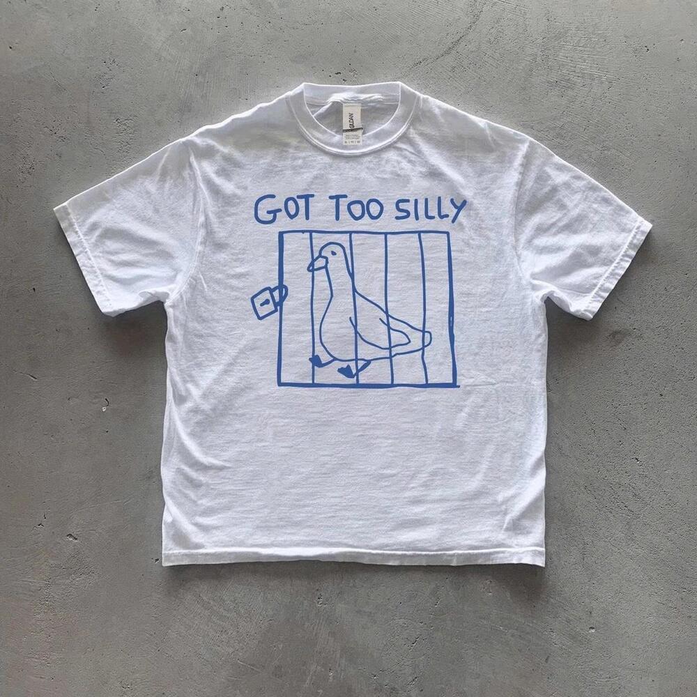 White And Blue Got Too Silly Cotton Tee